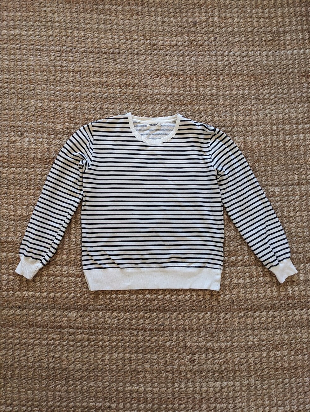 🇨🇦 Franc Crewneck Sweatshirt Black/Cream Stripe Small